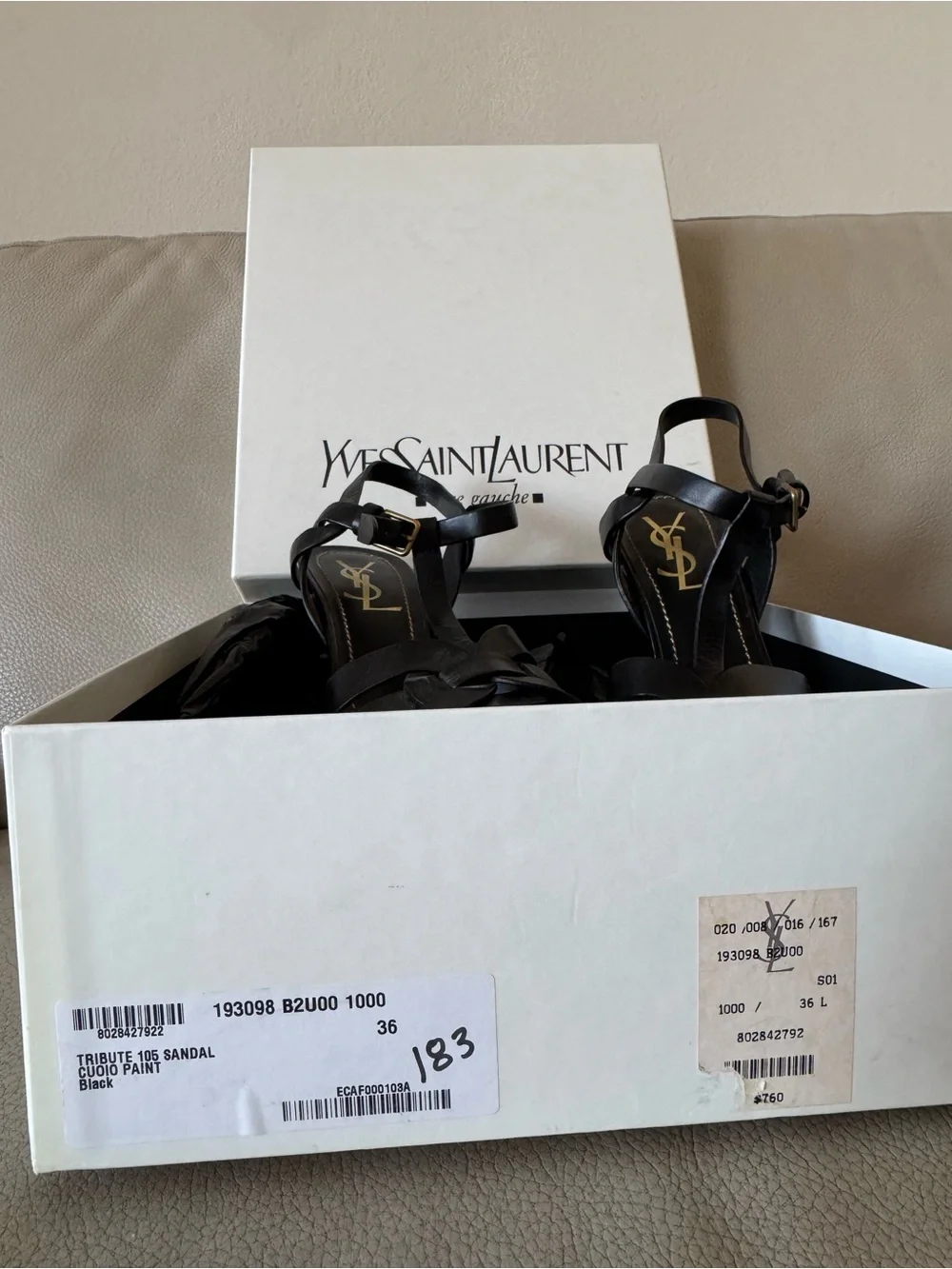 Saint Laurent Tribute Leather T-Strap Platform Sandals | YSL - Picture 14 of 16